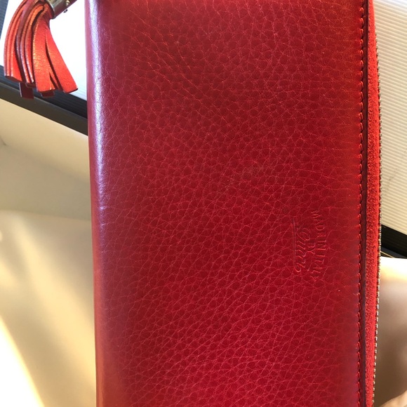 Gucci Red Leather Bamboo Zipper Long Zippy Wallet with dustbag and box - Picture 5 of 15